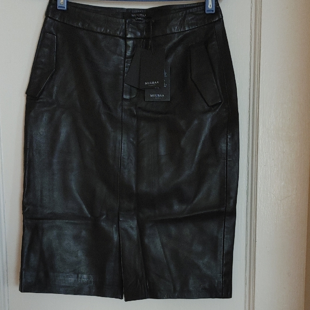 MuuBaa Black Leather Skirt